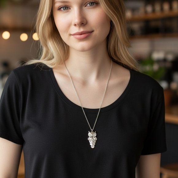 Silver Owl Pendant Necklace - Picture 3 of 3